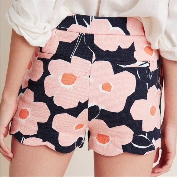 ANTHROPOLOGIE Georgie Scalloped Pique Daisy Floral Print Shorts NEW - Picture 2 of 8